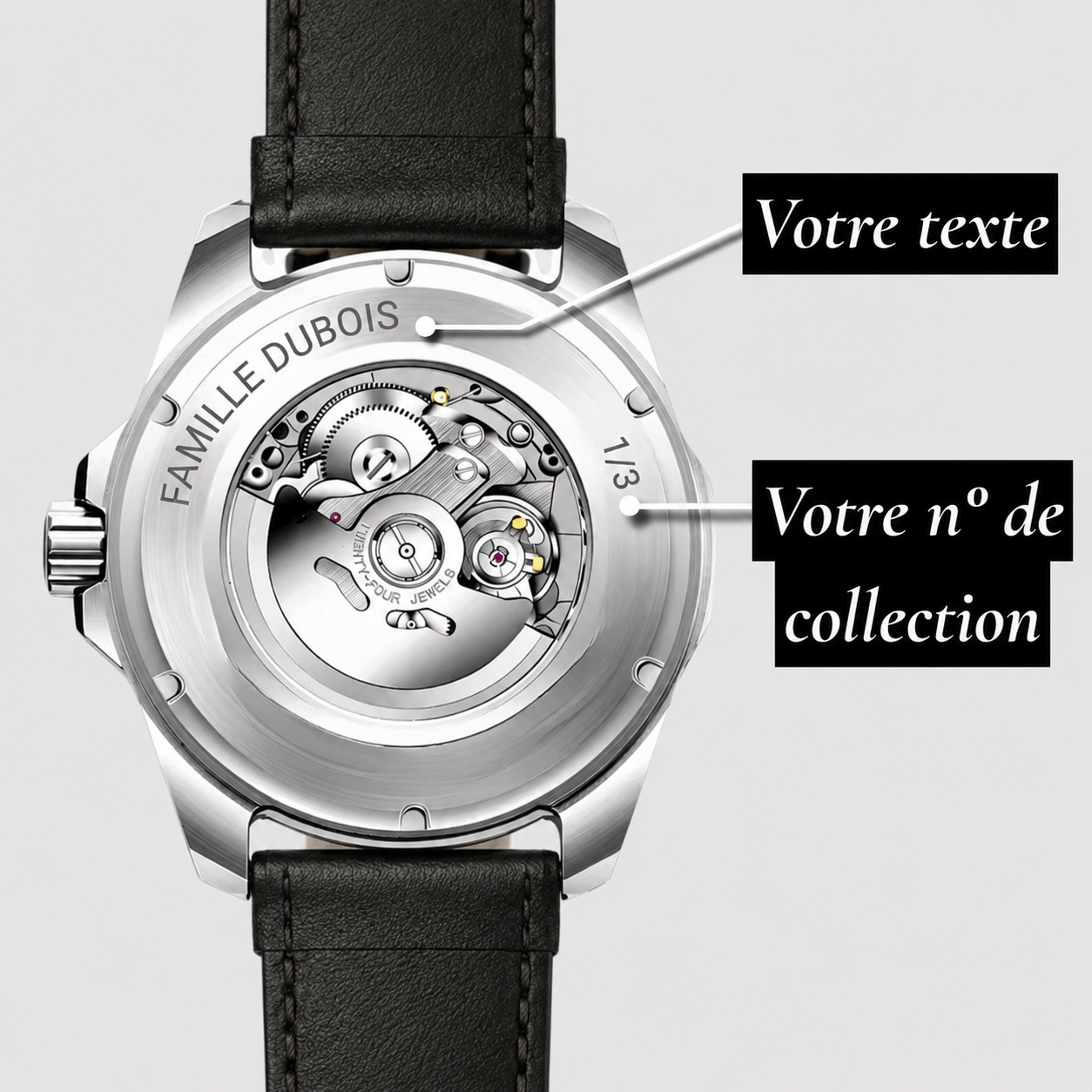 Héritage Homme ® Noir Cuir 41mm