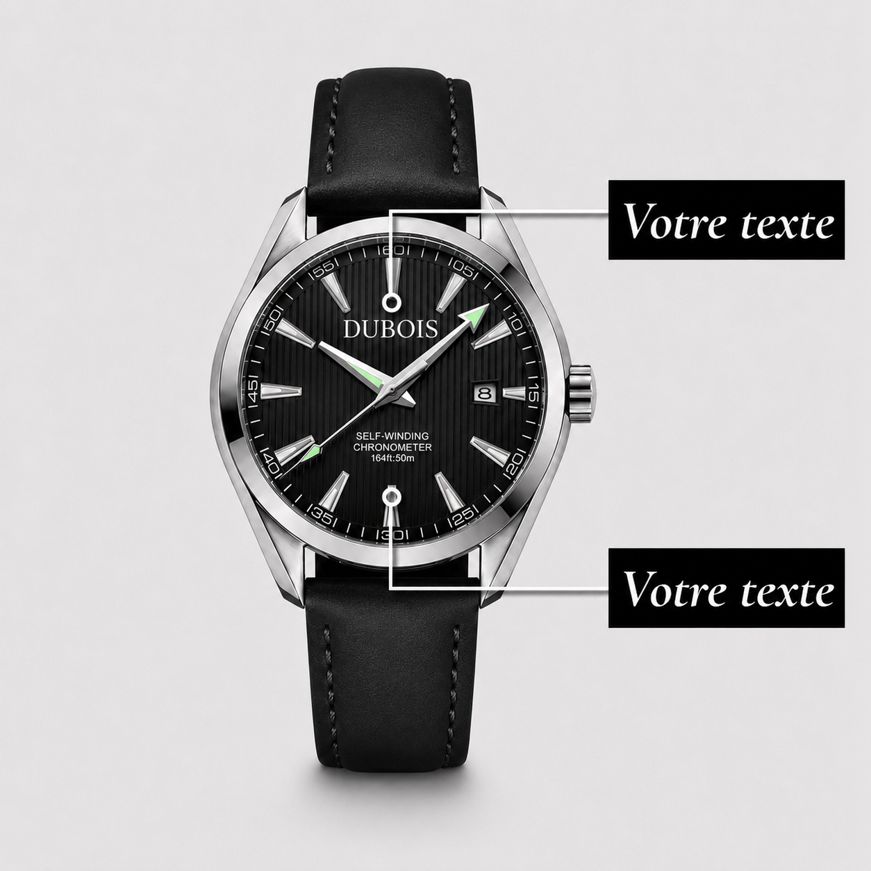 Héritage Noir Cuir ® Homme 41mm